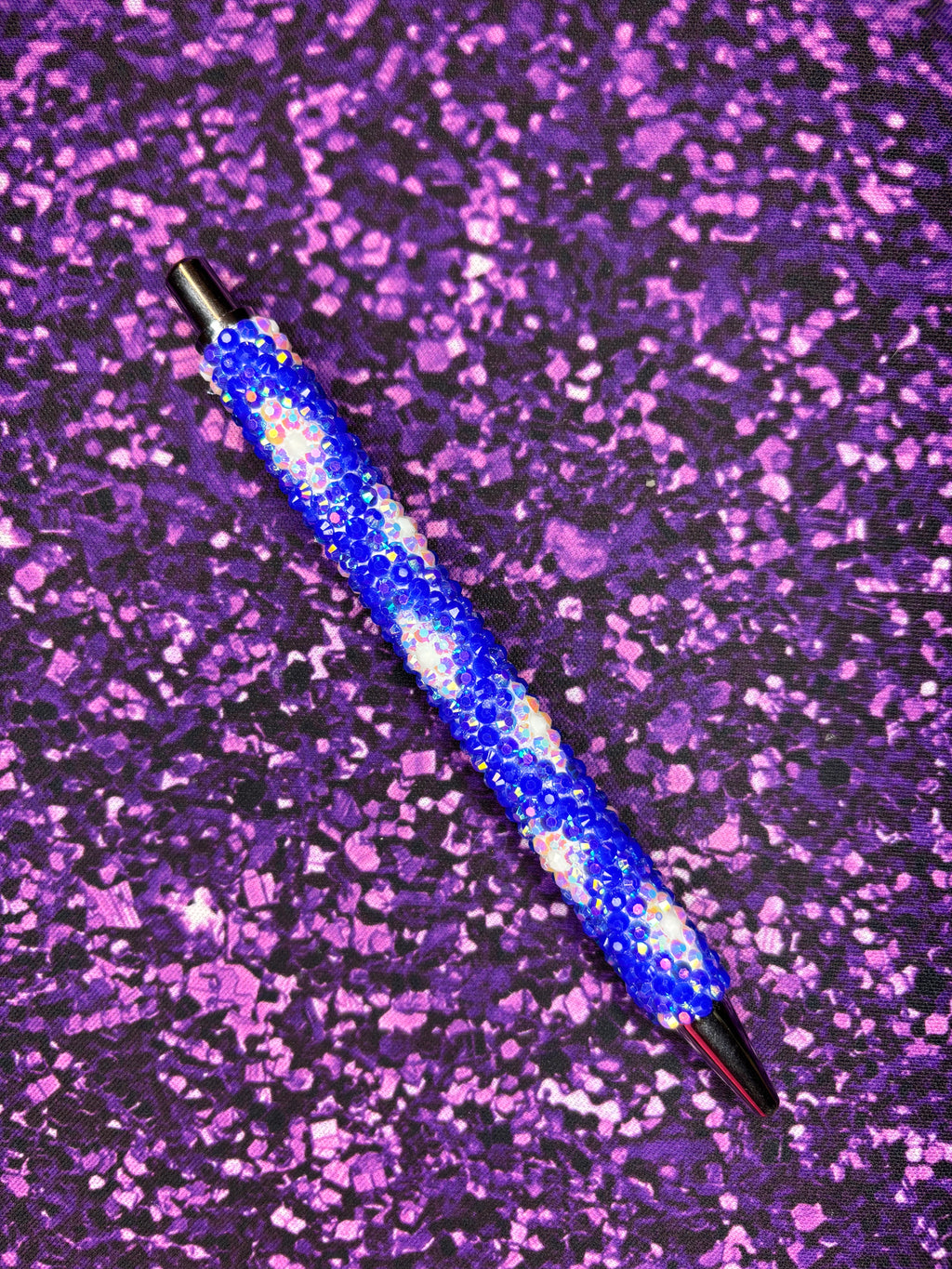 Blue Argyle Rhinestone Pen