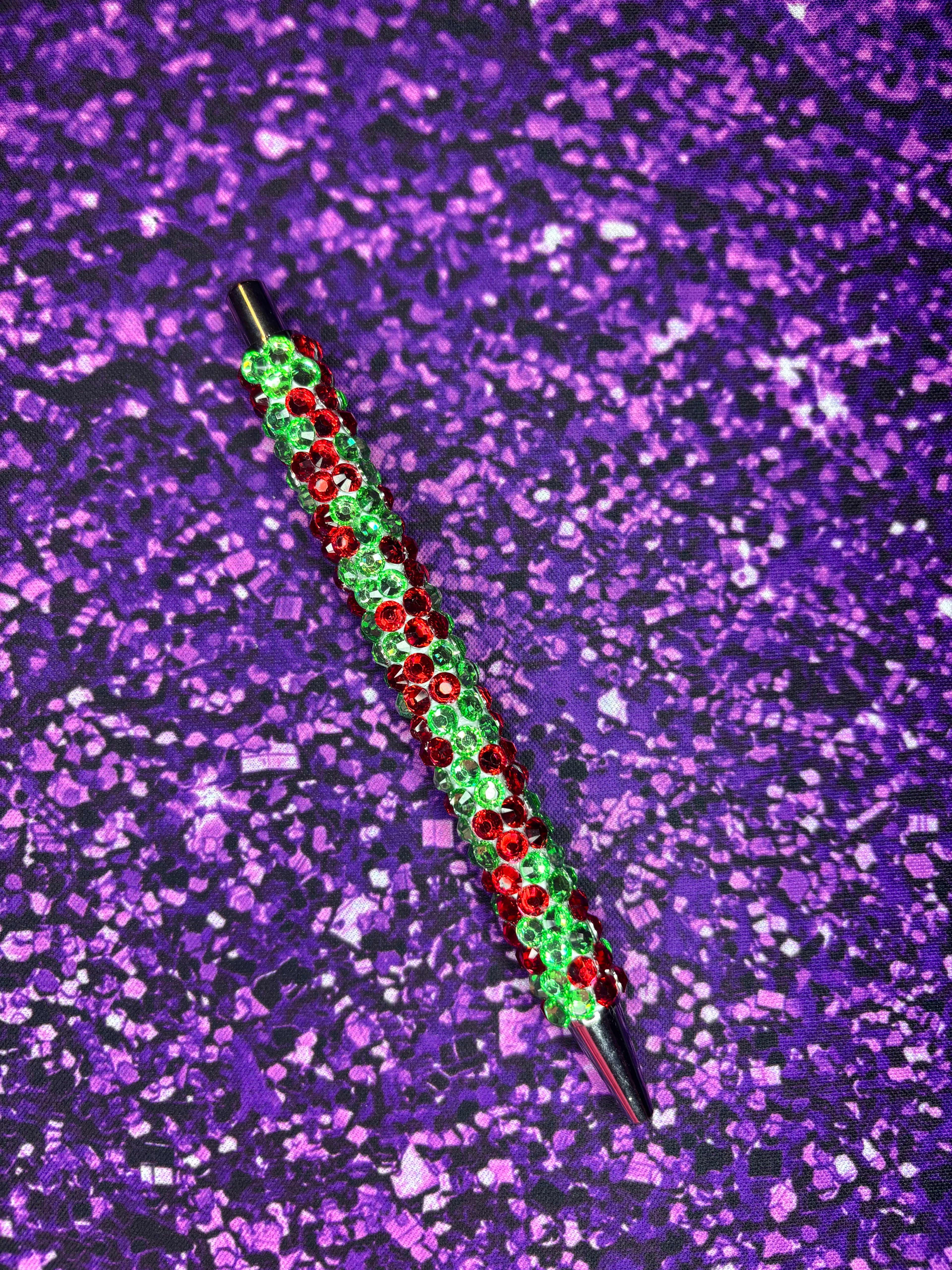 Chunky Checkered Christmas Rhinestone Pen