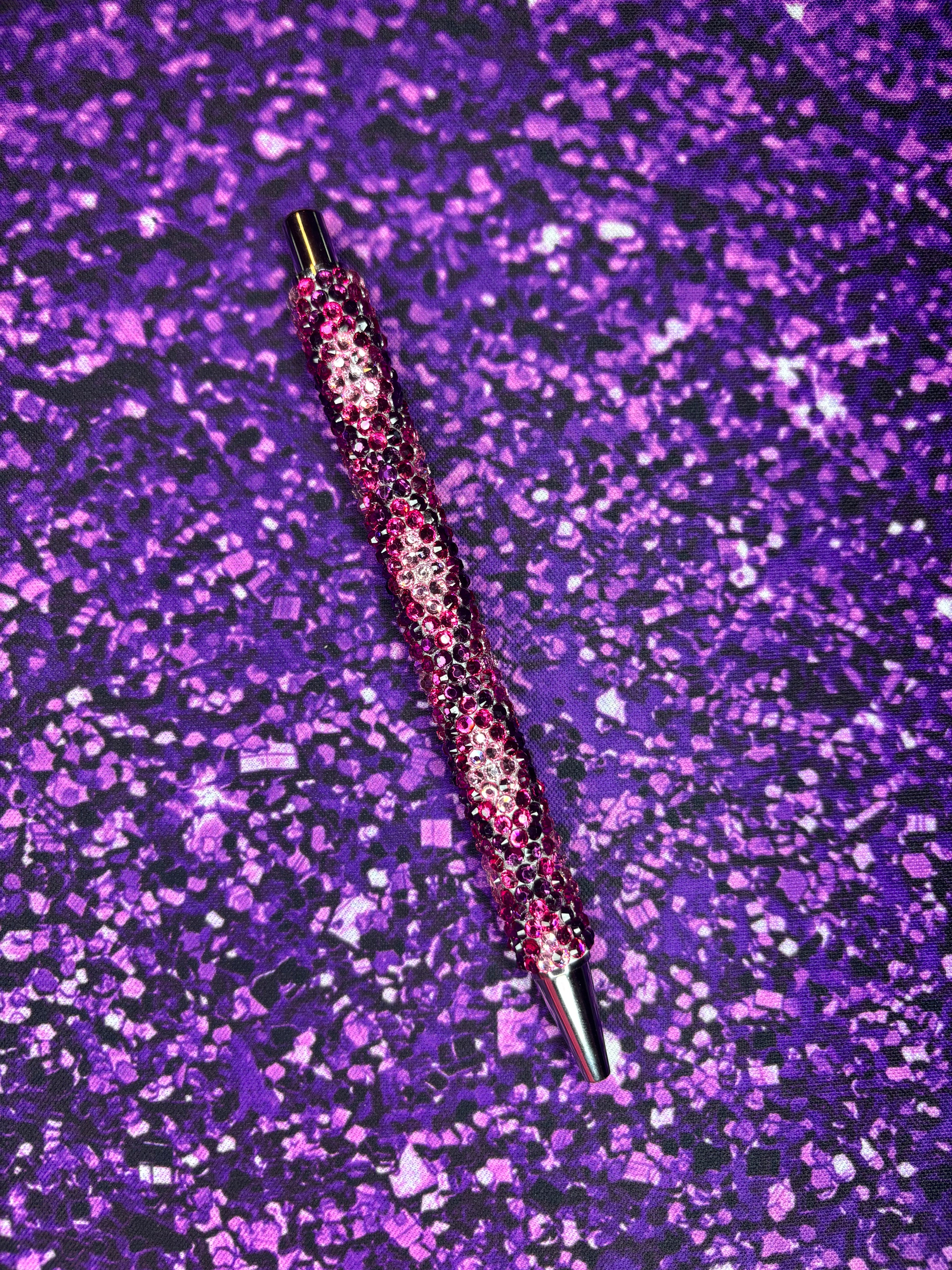 Pink and Plum Purple Argyle Rhinestone Pen