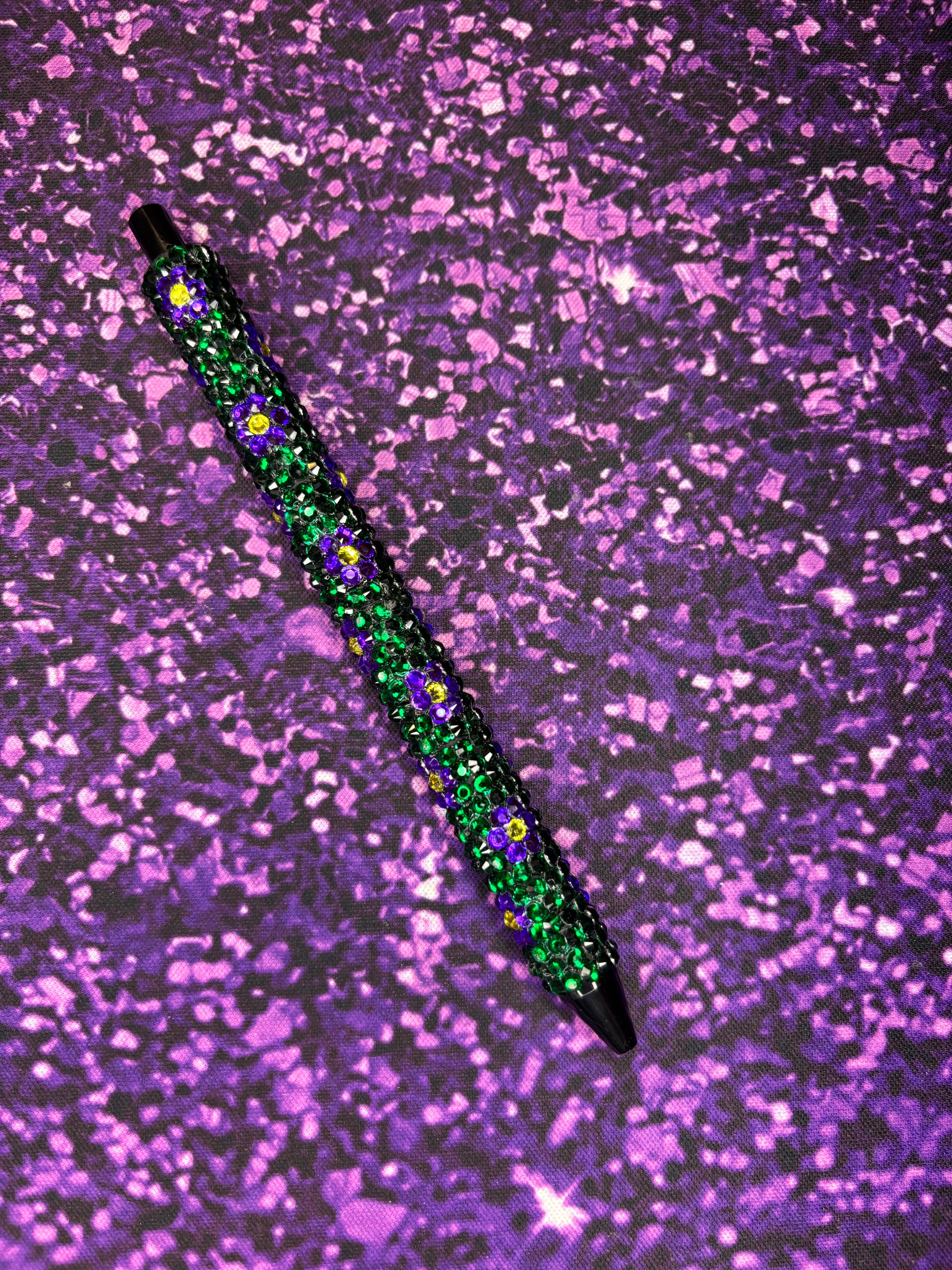 Purple Flower Rhinestone Pen