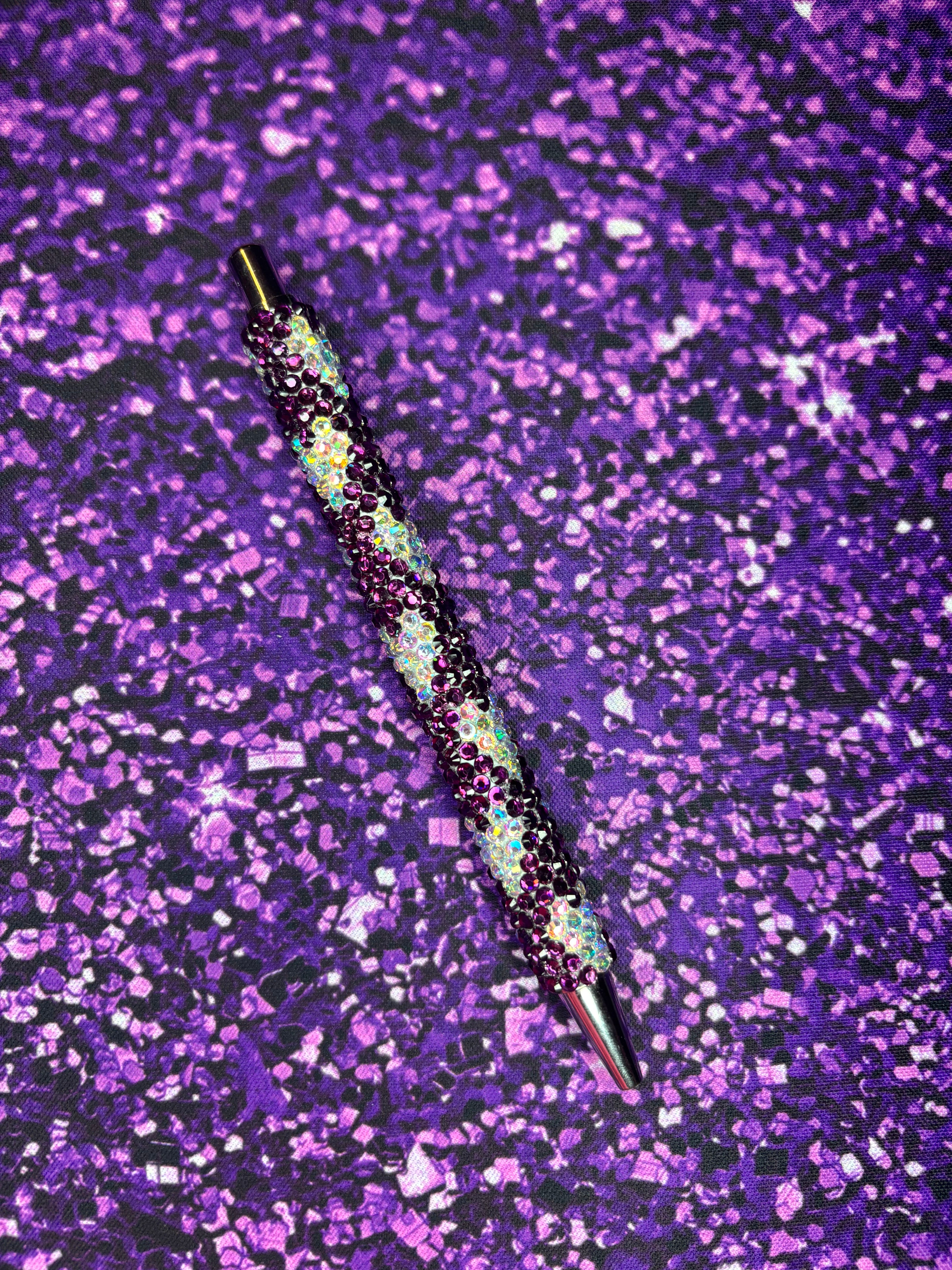 Purple with Silver Hearts Rhinestone Pen