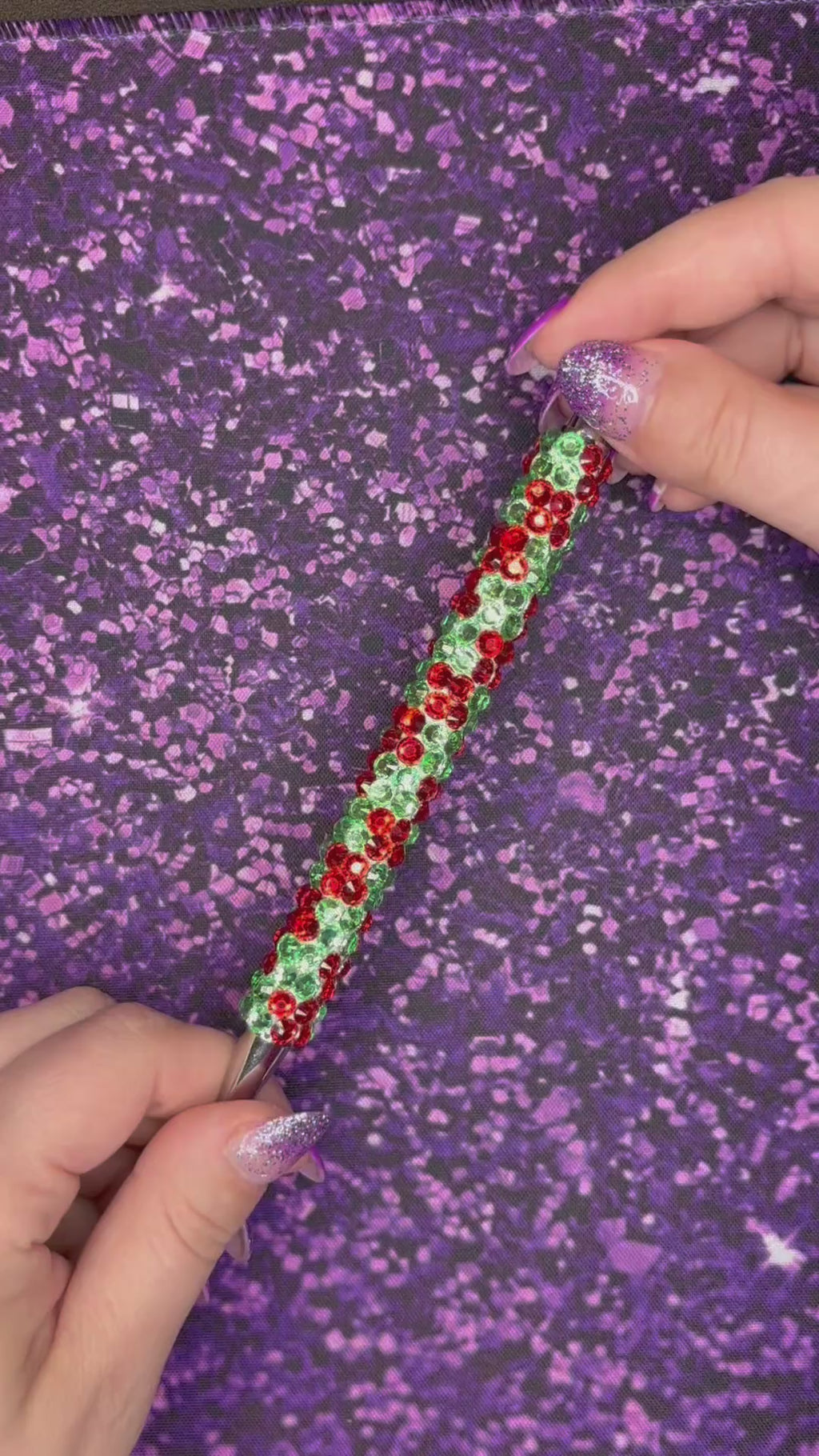Chunky Checkered Christmas Rhinestone Pen