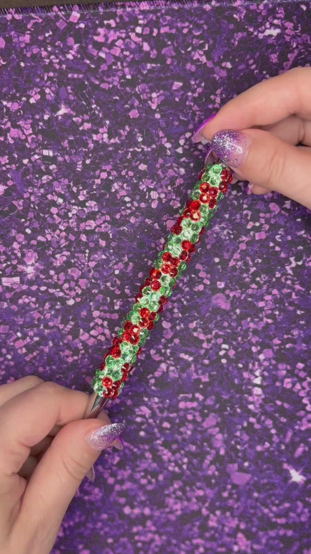 Chunky Checkered Christmas Rhinestone Pen