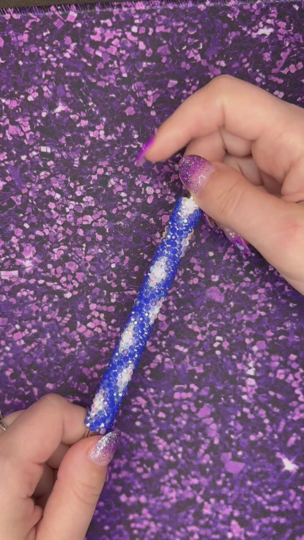 Blue Argyle Rhinestone Pen
