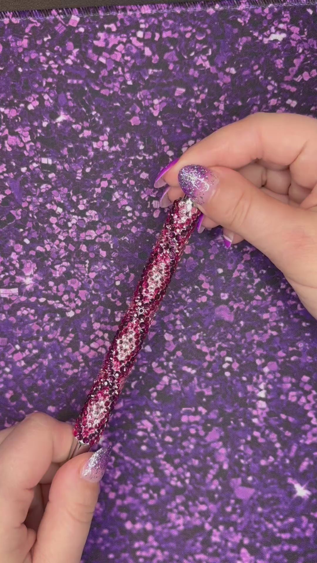 Pink and Plum Purple Argyle Rhinestone Pen