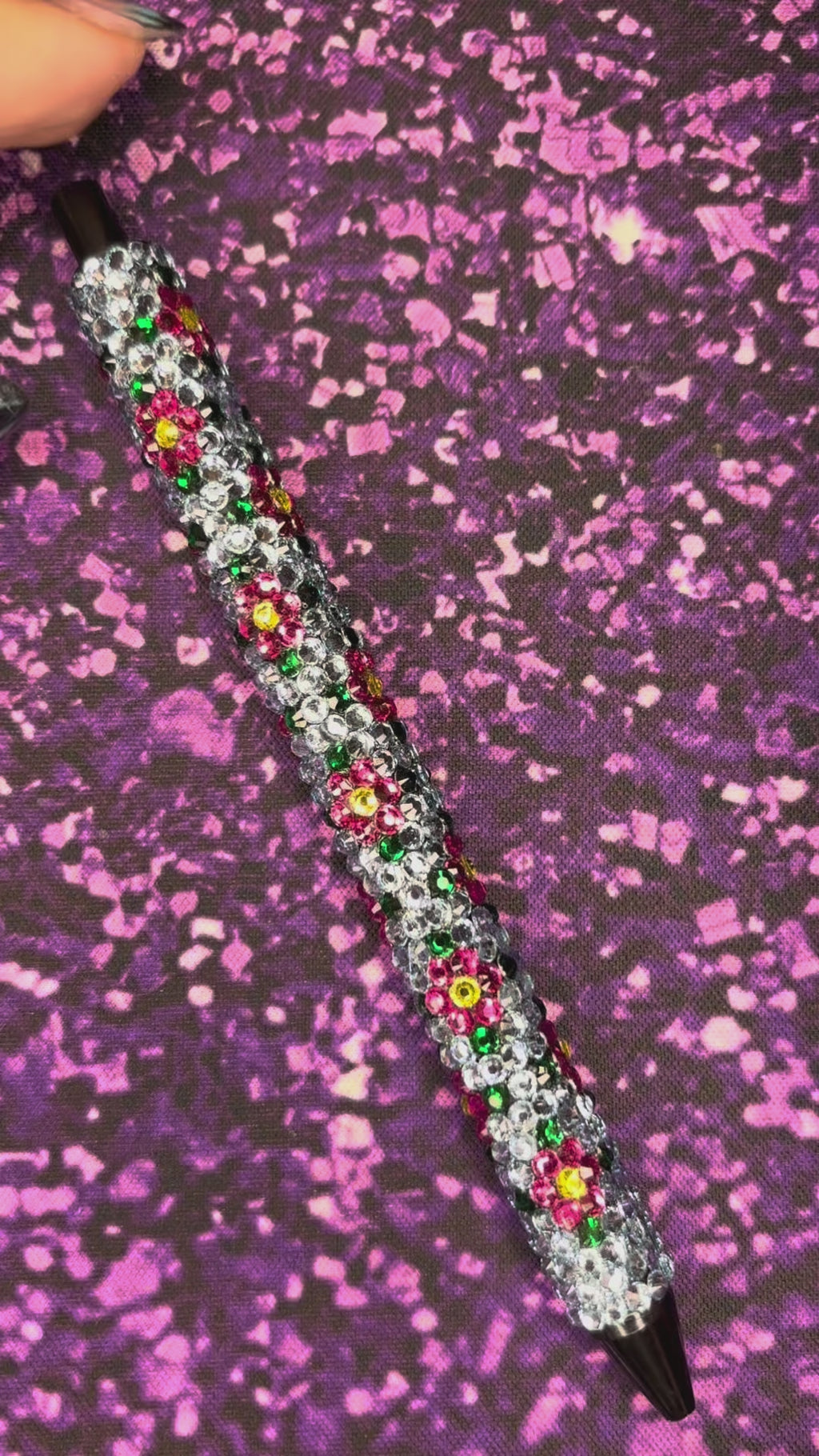 Pink Flower Rhinestone Pen
