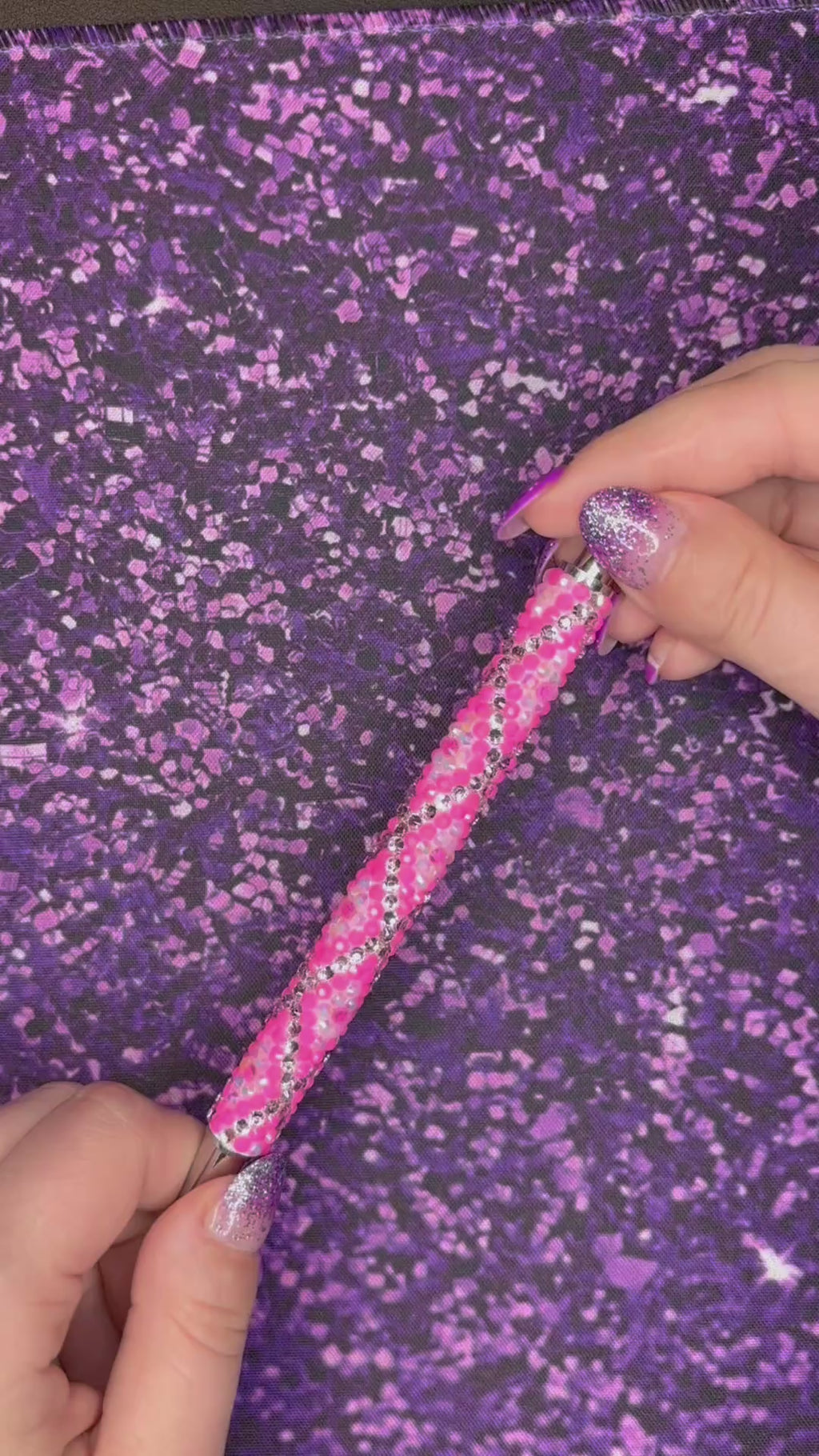 Pink Argyle Rhinestone Pen