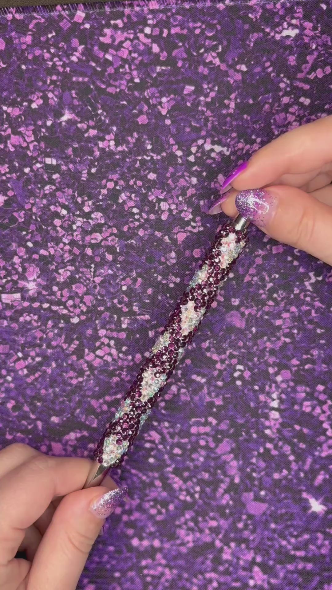 Purple with Silver Hearts Rhinestone Pen